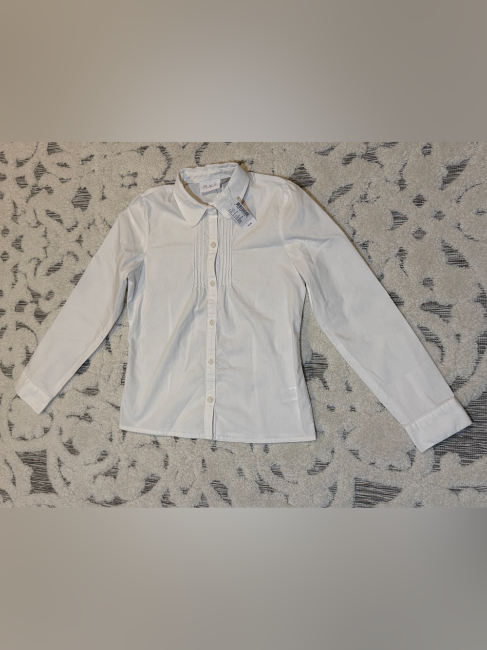 New NWT Children’s PLACE White girls Pintuck Button-Up white Shirt size 10/12